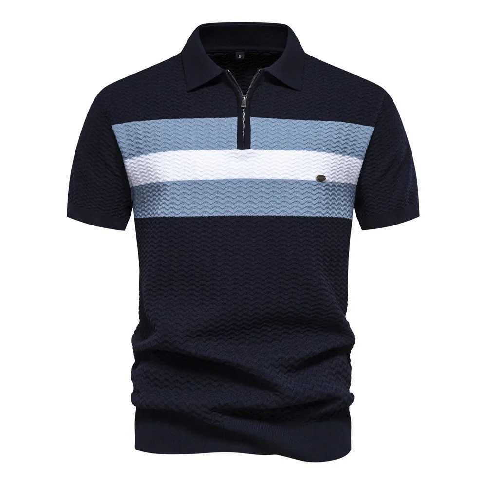 Summer Mens Polo Shirt High-quality Striped Short Sleeved Cotton Breathable Sports Shirt Male Business Casual T-shirts X250306