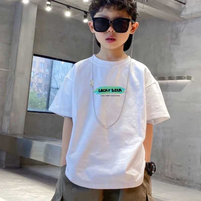 2023 Summer Kids Clothes Cartoon Print T Shirt Streetwear 100%Cotton Tops Children Boys Girls Clothes Short Sleeve Tees O-NeckT250306