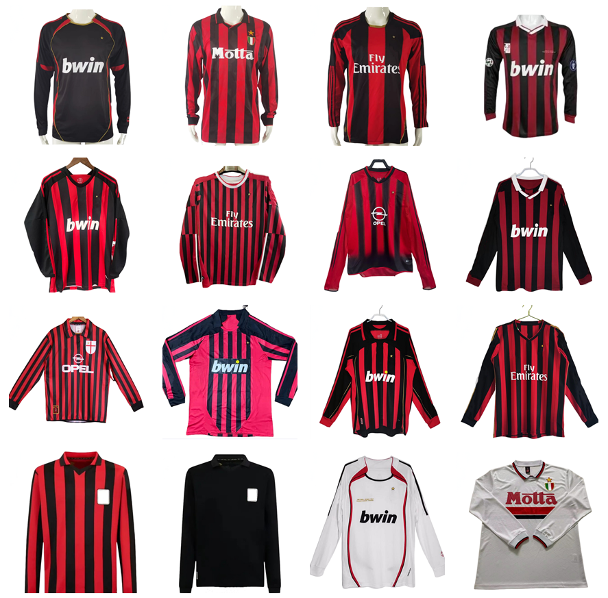 2006 2007 2008 MILANS EL SHAARAWY Retro Soccer Jerseys 06 07 08 09 10 11 12 13 14 long sleeve Kaka Maldini Pirlo Shevchenko RONALDINHO BALOTELLI Vintage football Shirt