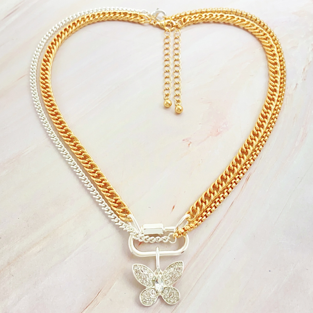 Small Luxury Butterfly Pendant Double Layer Wear Necklace Women French High-grade Collar Bone Chain Jewelry