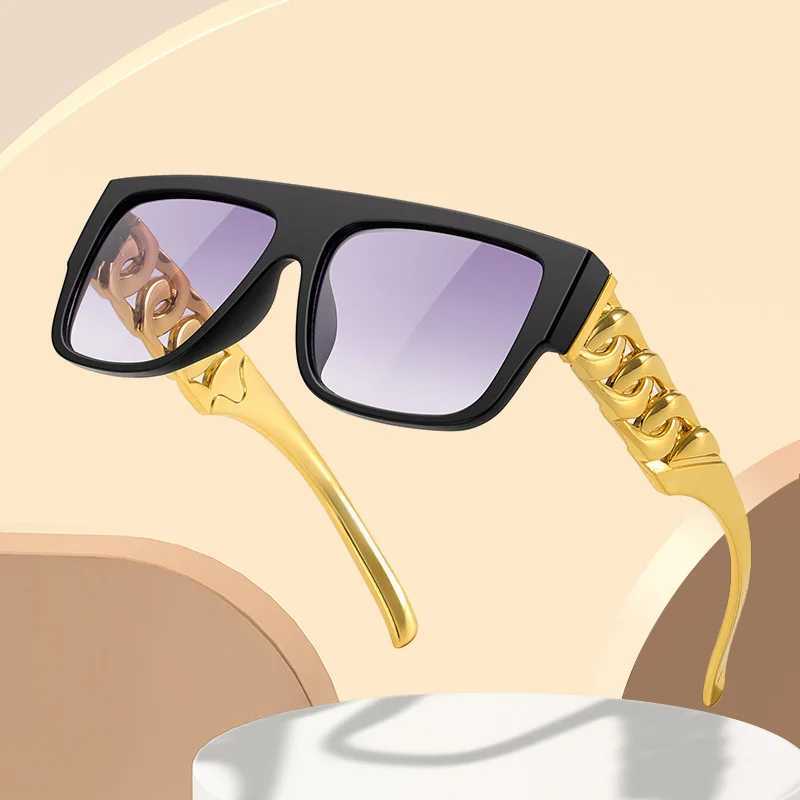 New Trend Sunglasses for Women Fashion Hip Hop Punk Gold Necklace Sun Glasses for Men Luxury Brand Design Eyeglasses Uv400XJ250306