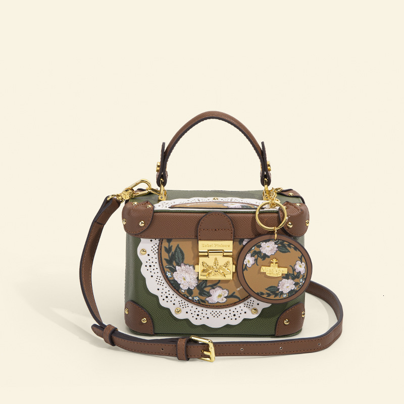 High Beauty New Box Handheld Exquisite Printed Crossbody Green Women's Bag