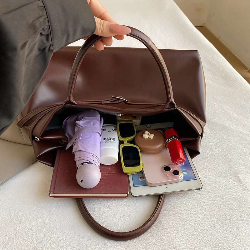 Large Size Bury Color Top-Handle Bags For Women Belt Buckle Design Big Capacity Shopping Totes 2024 Designer Handbags