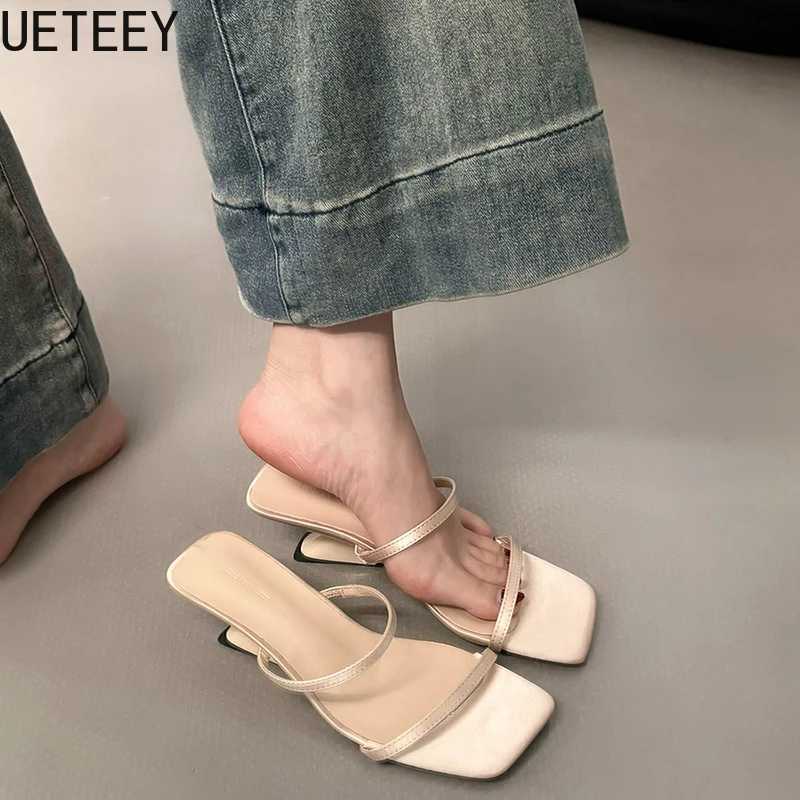 Designer Summer Narrow Band Heel Win Slippers Shoes Open Toe Shoes Design Style Banquet Party Sandals Shoes Y250306