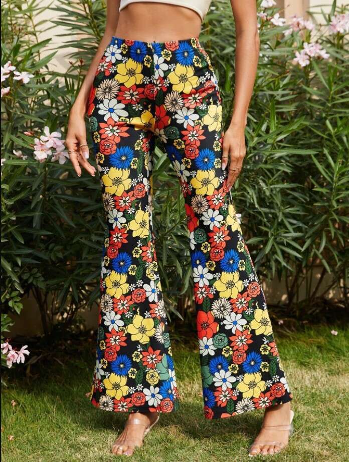 European and American summer hot selg women's full body ral sexy bell bottom pants 2025 new casual versatile fashion clothing