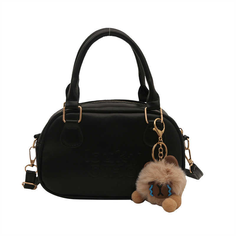 Niche bowling bag for women 2024 new autumn and winter single shoulder crossbody bag high-end texture coffee colored handbag Y250306