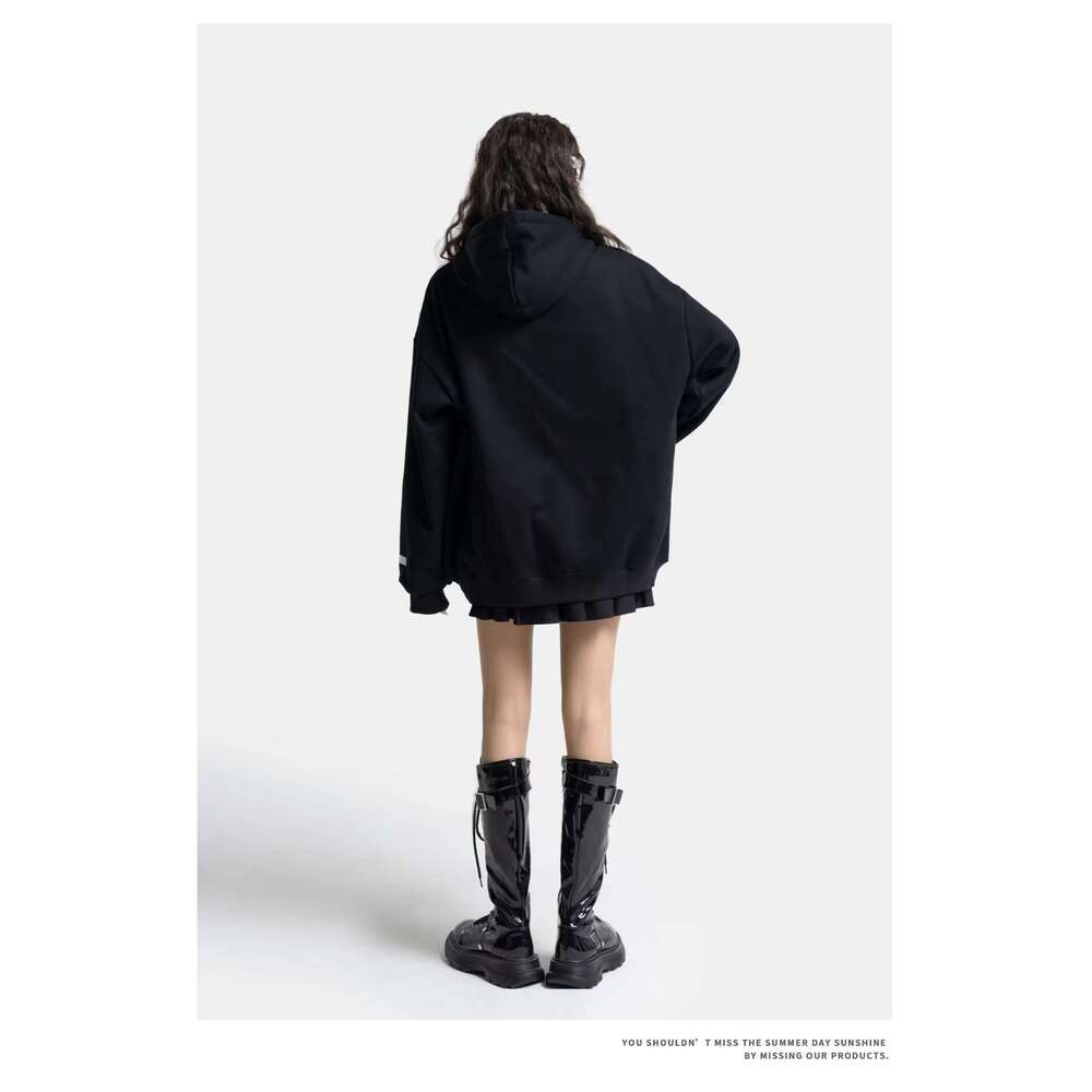 2022 Oversized Drop Shoulder Hoodie Girls Long Streetwear Knitted Clothing Hip Hop Style With Front For Autumn Season