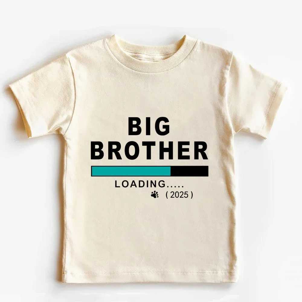 Promoted To Big Brother Est 2025 Print Kids T-shirt Pregnancy Announcement Boys Shirt Child Summer Retro Short Sleeve Outfit TopT250306