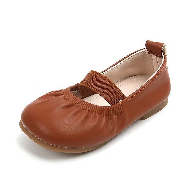 Size 21-35 Girls Shoes Spring Autumn Children Moccasins Girls Flexible Leather Shoes Kids Ballet Flats For Girl Black BrownT250306