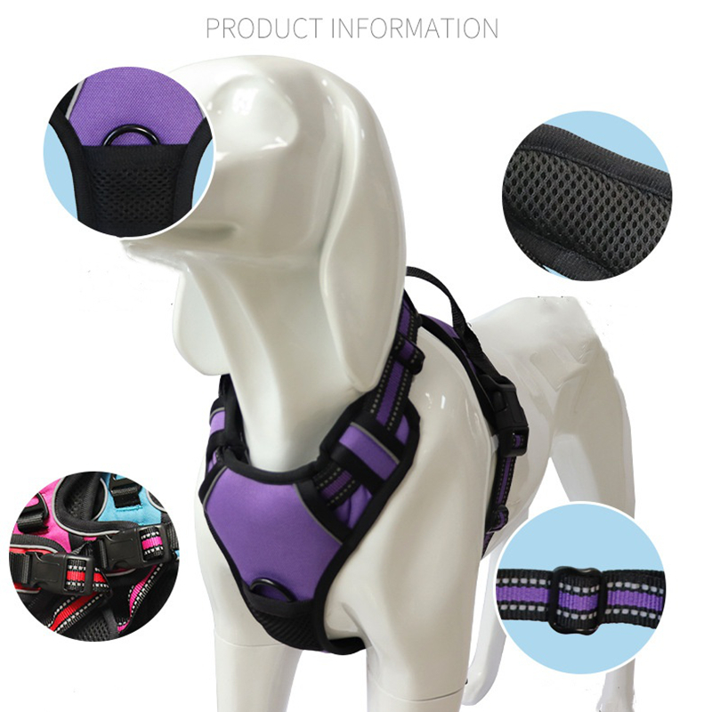 Dog Harness Medium Sized, No Pull Pet Harness with 3 Buckles, Adjustable Soft Padded Pooch Vest with Instant Control Handle, Reflective Pet Vest for M