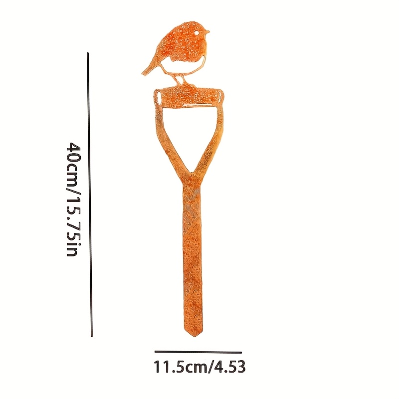 1 Piece Rustic Mockingbird Statue on Shovel Handle Rustic Mockingbird Garden Art Decor Gardener Gift Valentine's Day Easter Mother's Day Gif