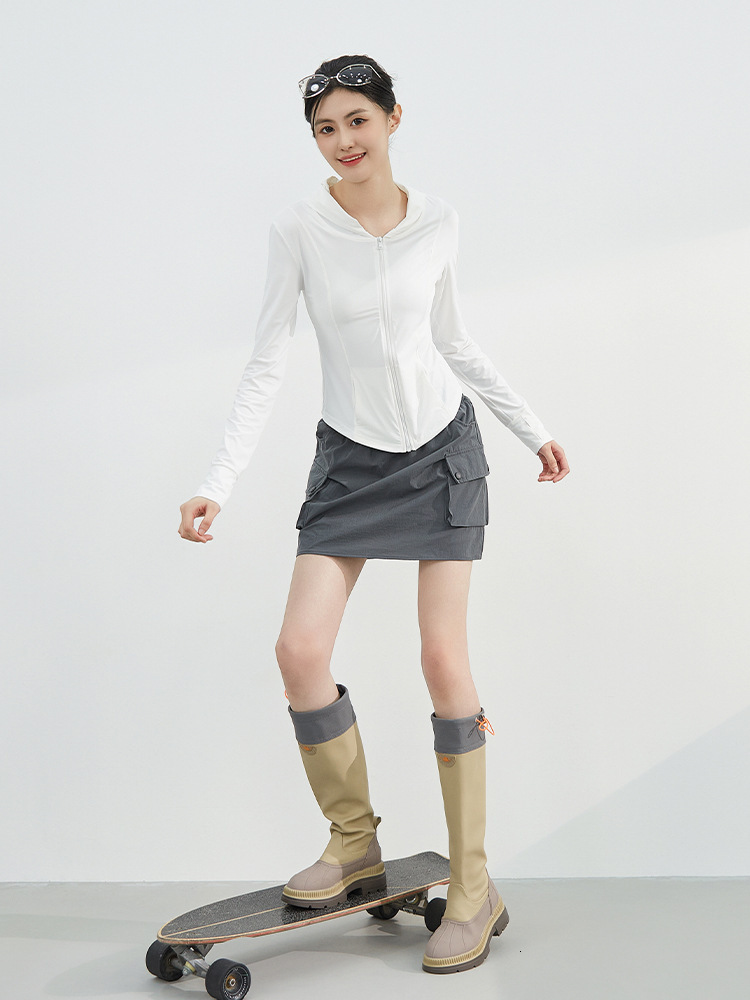 tracksuit UPF50+original yarn clothing women, slim fit tight fitting sun protection clothing, UV resistant hooded yoga jacket for women