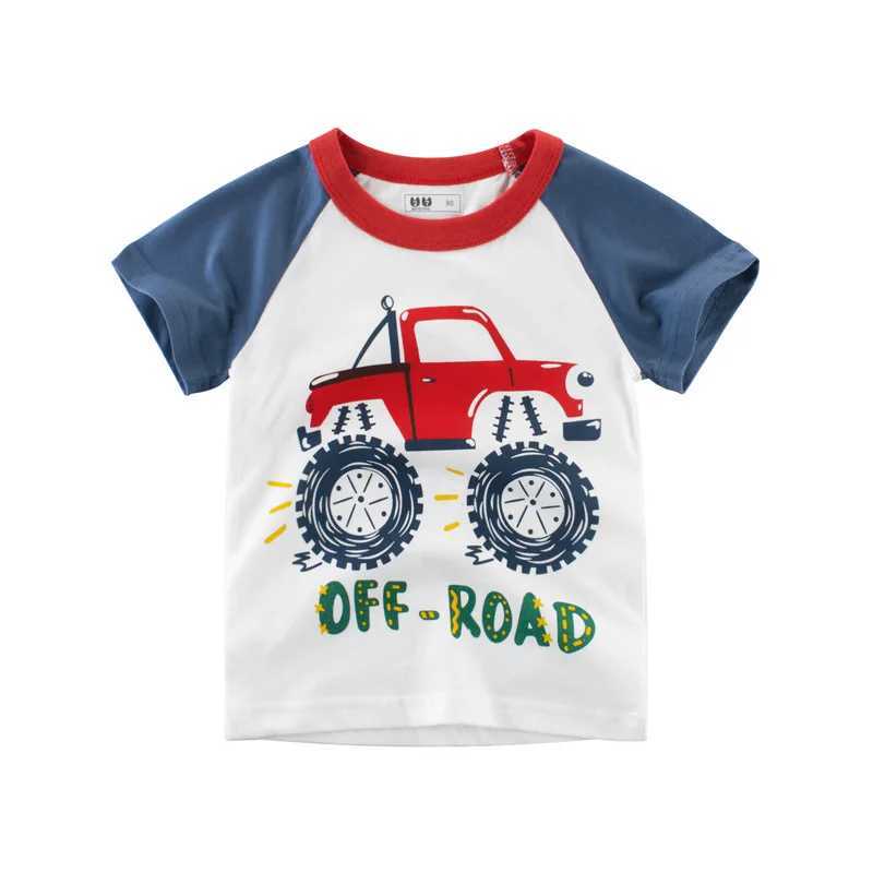 2 3 4 5 7 9 Years Summer Boys Cartoon T-shirt Car Printing Korean Style Little Boys Short Sleeve Cotton Tops Kids ClothingT250306