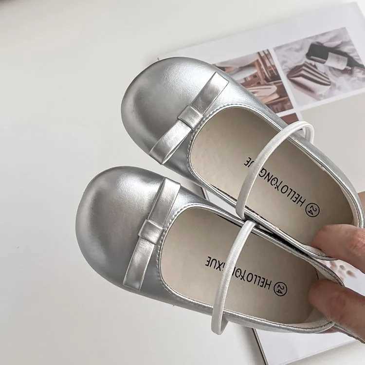 Children Princess Shoes Elastic Band Shallow Soft Little Girls Ballet Flats Four Colors 23-32 Leisure Pu Leather Kids ShoesT250306