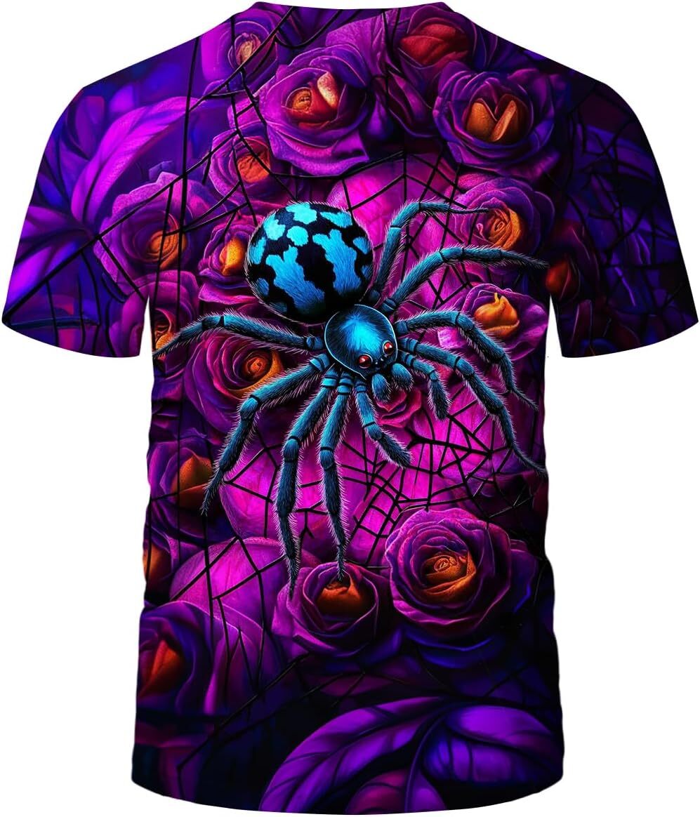 Mens T shirt Novelty Short Sleeve Crewneck Shirt Funny Spider Graphic T-Shirt tee Casual tops summer clothes
