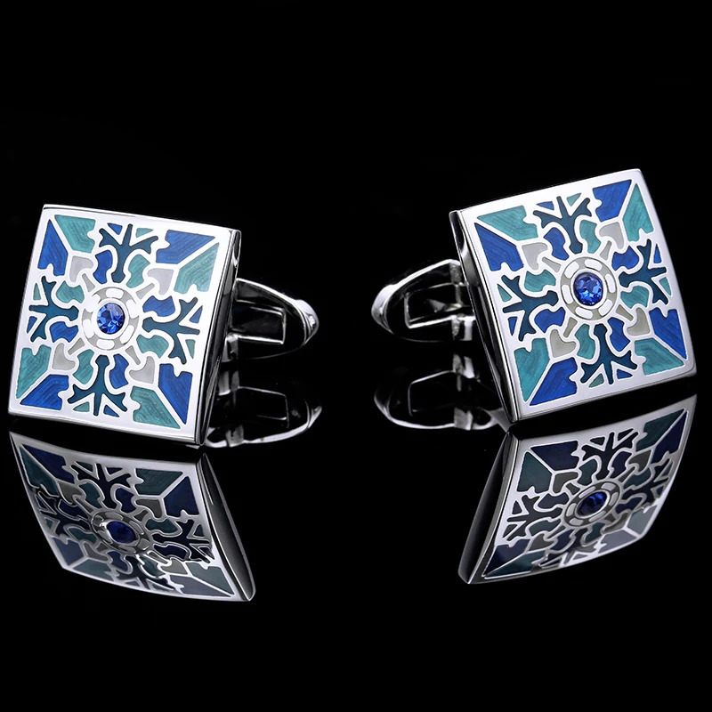 KFLK jewelry French shirt cufflink for mens Blue Cuff link Button High Quality Wedding Groom Enamel guests 250227