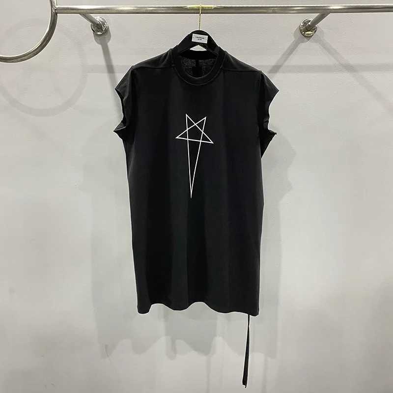 High Street Mens T-shirt Oversized Vest Pentagram Print Design Tank Tops O-neck Cotton Balck Mens ClothingT250318
