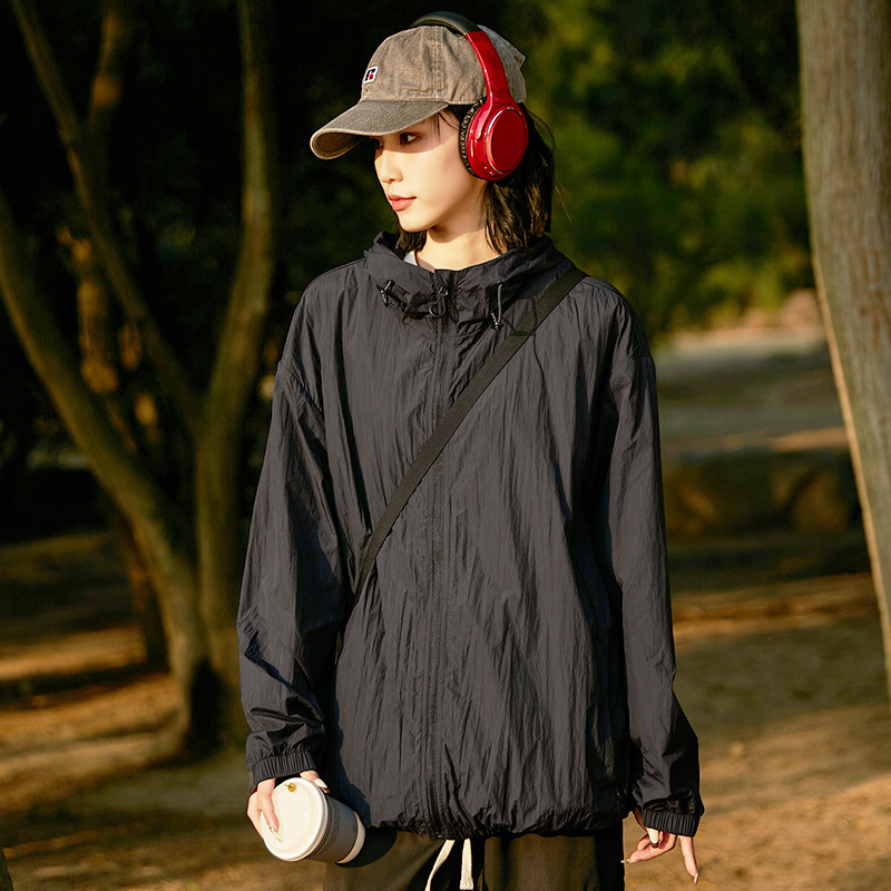 tracksuit Mountain style sun women, waterproof and UV resistant UPU50+sun protection clothing for men, loose fit hooded jacket, skin windbreaker