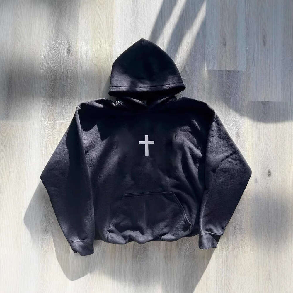 American fashion trend autumn and winter hooded cross patch embroidered jacket loose lazy hoodie
