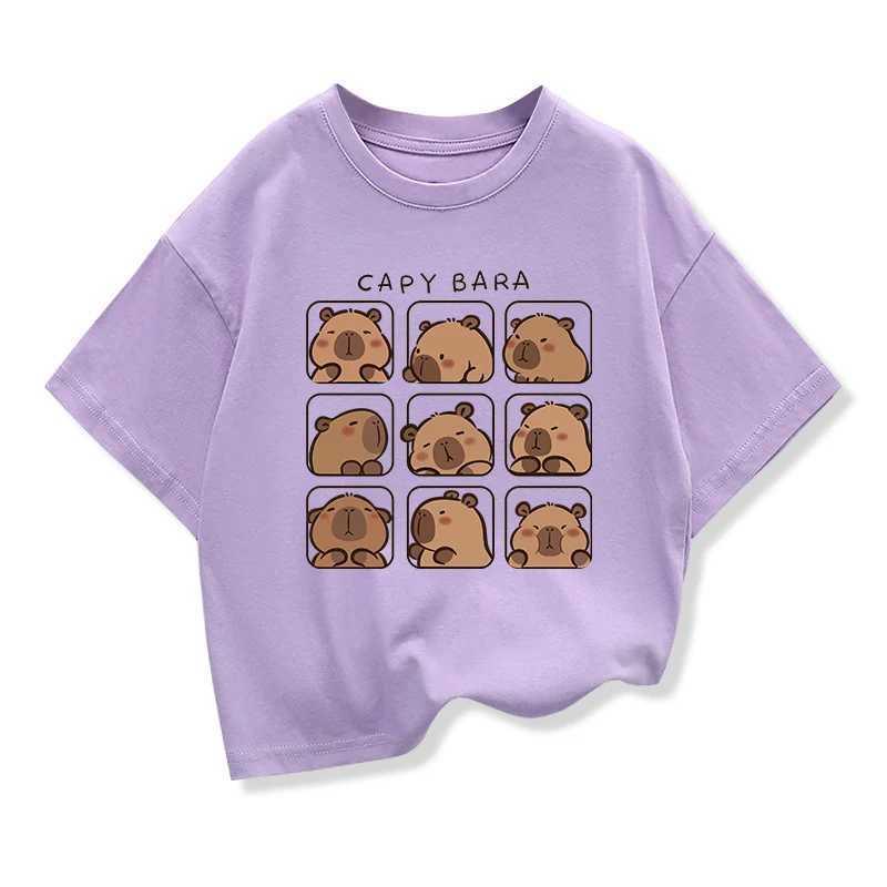 Capybara Kids Clothing Tees Summer Printed Cartoon Fashion Short Sleeve T-shirt Girls Loose Casual Tops T Shirts Crewneck T250603