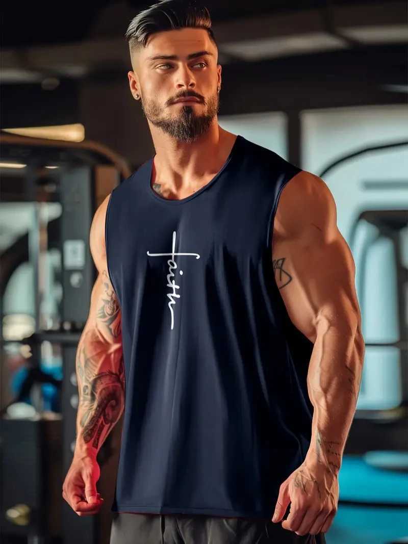 Mens Fitness Tank Top Quick Dry Fabric Sleeveless Top Gym Sports Tank Top Mens Bodybuilding Clothing Mens Singlet SweatshirtT250318