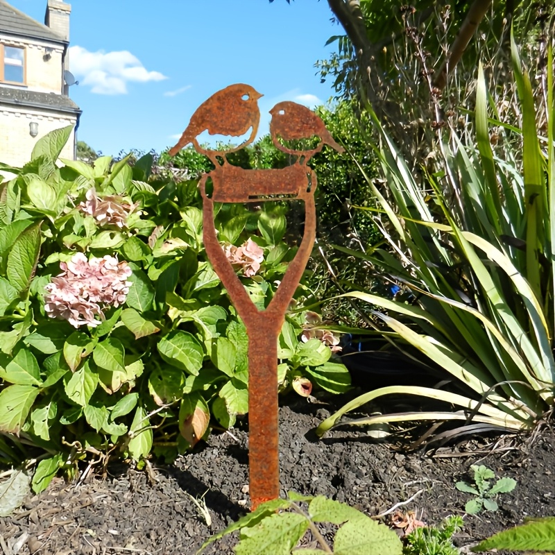 1 Piece Rustic Mockingbird Statue on Shovel Handle Rustic Mockingbird Garden Art Decor Gardener Gift Valentine's Day Easter Mother's Day Gif
