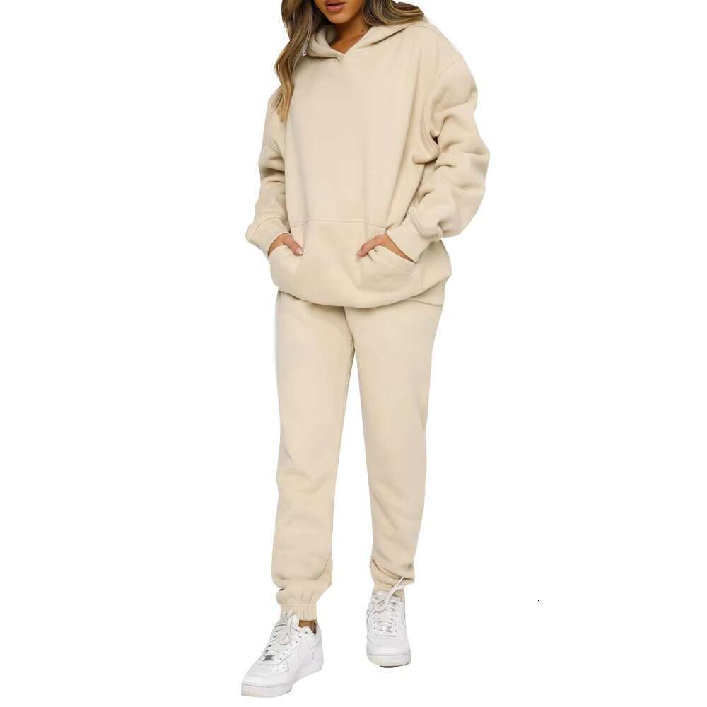 OEM Custom Oversized Cotton Jogger 2 Piece Sets Women Crew Neck Shorts Set Sweatshirt