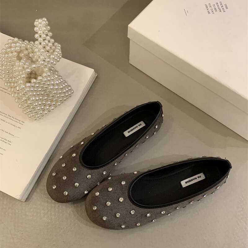 2024 Autumn/Winter New Shallow Versatile Ballet Fashion Water Diamond Mary Jane Single Shoes for Women