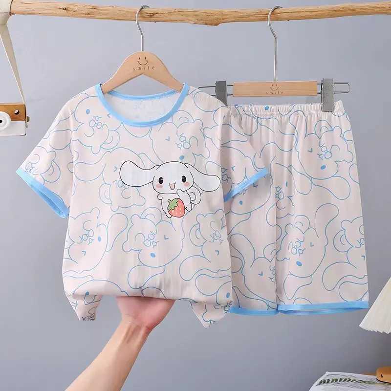 Childrens Pajamas Spring And Summer Short Sleeved Shorts Loose And Thin Medium And Large Childrens Home Clothing Set M250306
