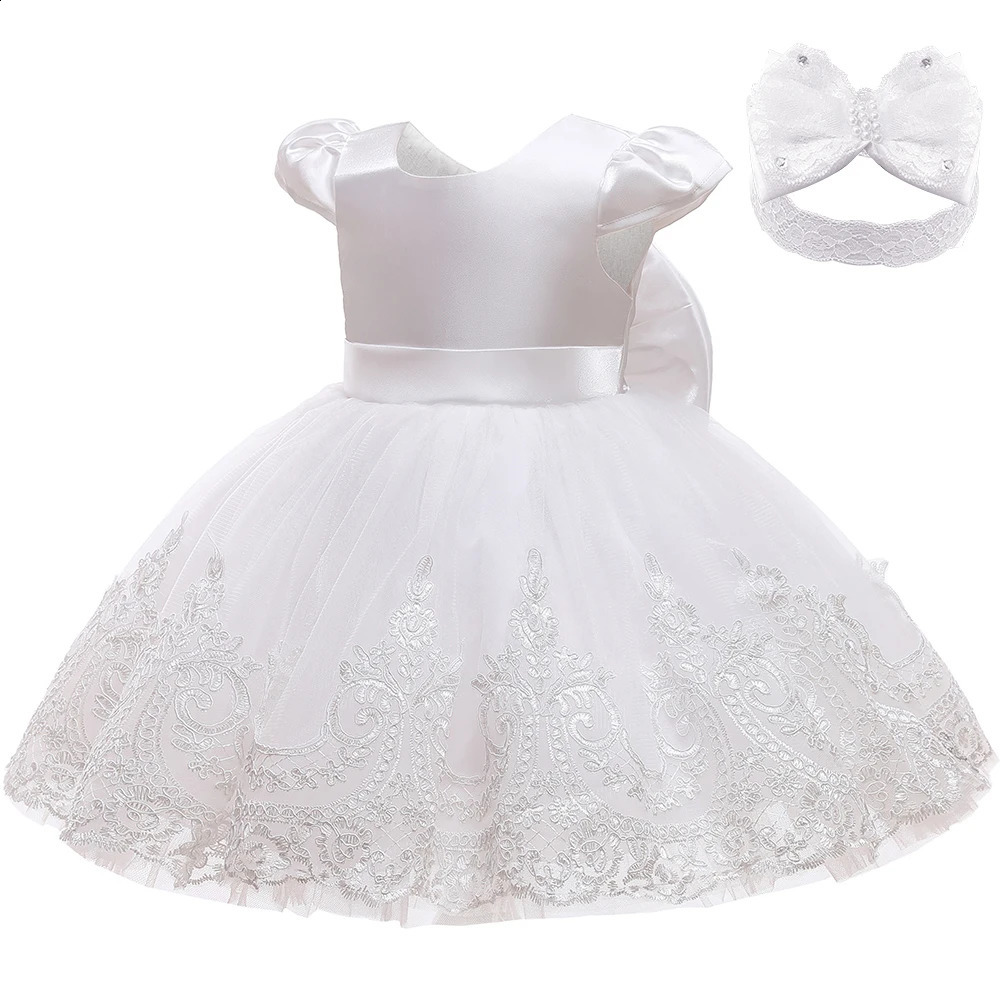Years Wedding Princess Dress For Girls Kid Vestidos Birthday One Year Dress Party Baptism Bow Clothes Christmas Costume 0-2Y 250305