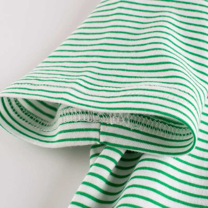 2024 Children Short T-Shirts Clothes for Boy 100% Cotton Short Sleeve Green Blue Red Striped Kids Casual Sport Top TeesT250306