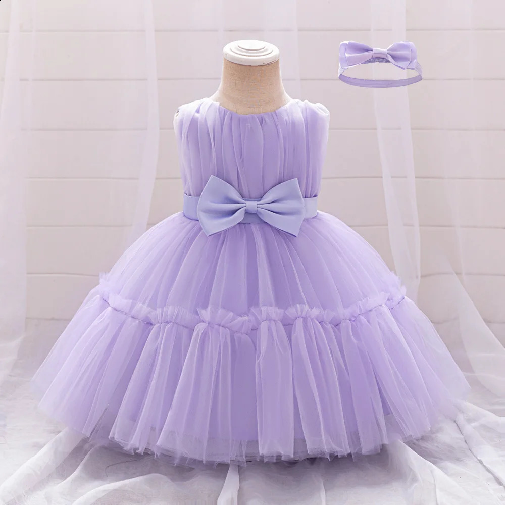 Infant Baby 1st Birthday Baptism Dresses For Girls Kids Elegant Wedding Party Princess Dress Tulle Toddler Girl Summer Clothes 250305