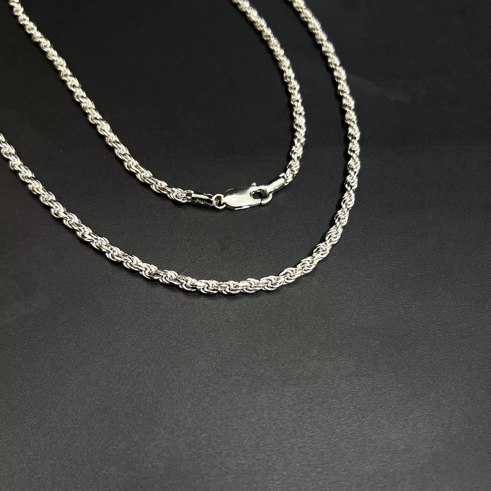 Twisted Rope Italian Figaro Cuban Curb Chains Stackable Unisex Jewelry Solid 925 Sterling Silver Chain Necklace for Men Women