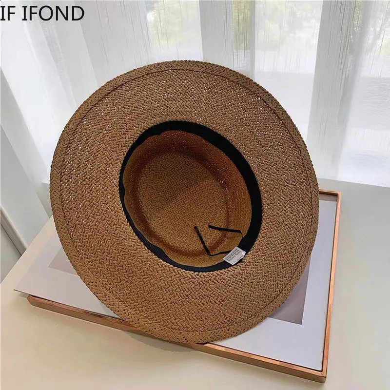 Spring Summer Breathable Straw Hats For Women Fashion Casual Fedora Hat Outdoor Concave Top Travel Hats Panama Beach Sun Hat 250303