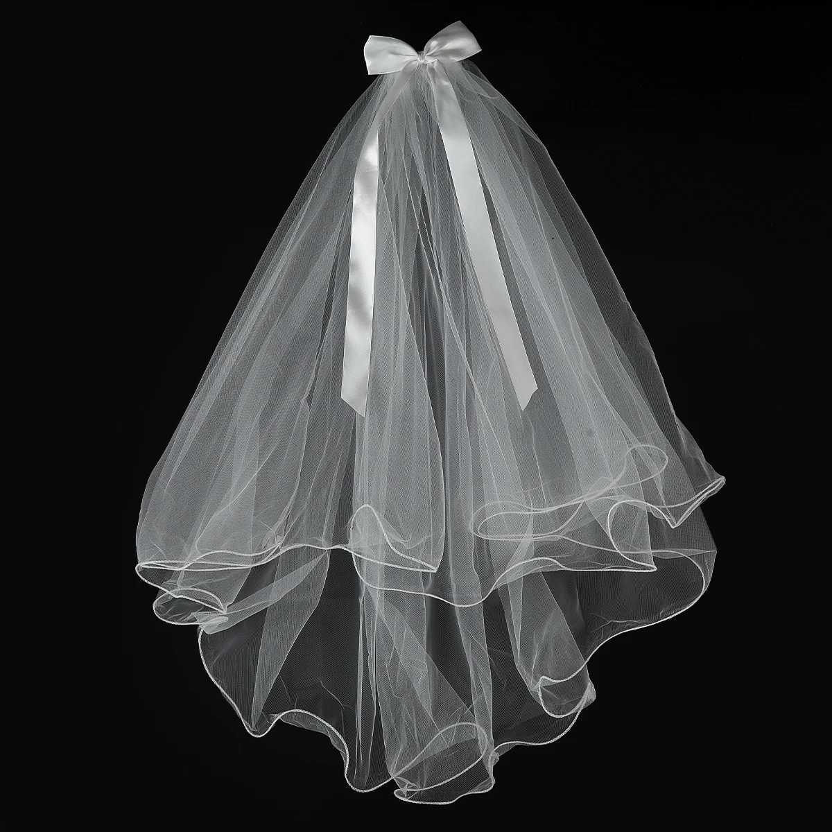 White Tle Bow Veil Hairpin Pearls Wedding Bachelorette Hen Party Elegant Bridal Veil Hair Clip Gifts Wen Hair Accessories X250306