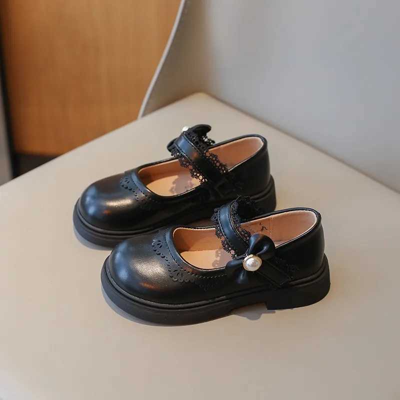 Classic Patent Leather Dress Shoes for Girls Child Chic Bowtie Party Dance Loafers Kids Back to School Oxford Flats Black BeigeT250306
