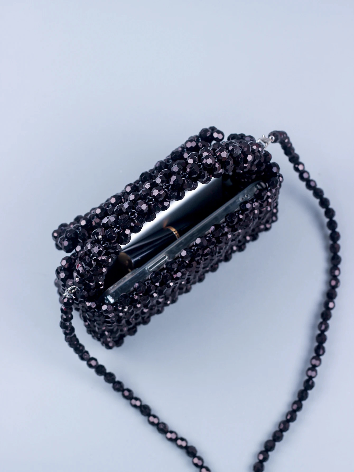mobile phone cross-body small bag hollow bead bag hand-held single shoulder underarm bag 250306