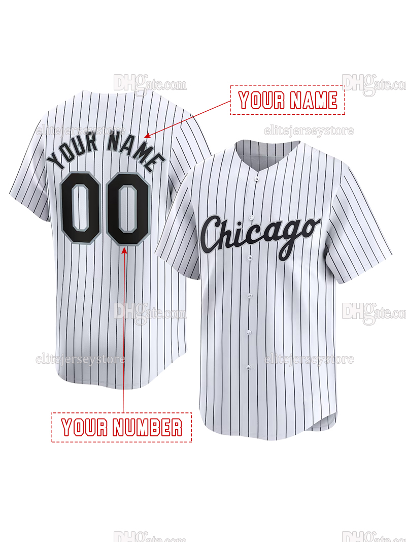 Personalized Custom Baseball Jersey Luis Robert Jr. Fletcher Taylor Vaughn Montgomery Perez Embroidered Letter Number Design Polyester