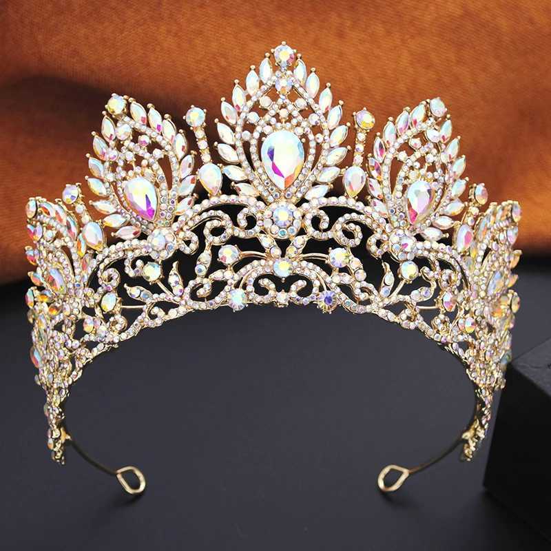 Royal Red Green Crown Big Diadem Bride Tiara Crowns for Wen Bridal Wedding Party Crown Hair Dress Jewelry Accessories X250306