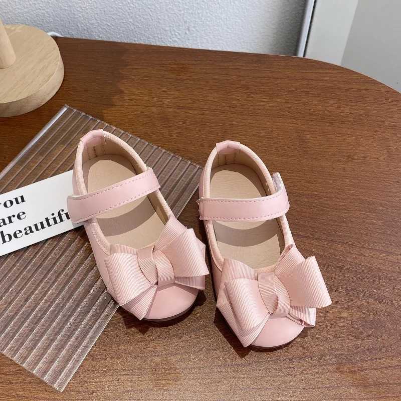 Girls Princess Shoes Bowtie Sweet Elegant Hook-loop Party Children Flat Shoe Autumn Flexiable 21-30 All-match Toddler Kids ShoeT250306