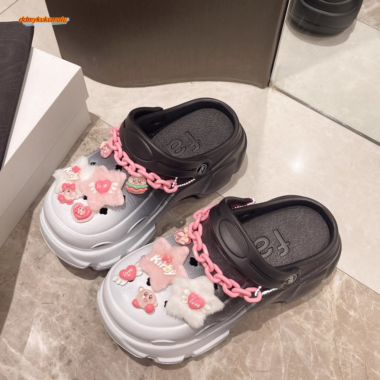 Dopamine thick soled hole shoes wearing summer, anti slip and increased in height, fairy style beach, two pairs of wrapped half slippers for women #dd