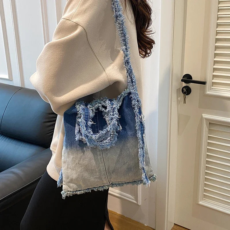 LEFTSIDE Small Denim Shoulder Bag Lady Handbags And Purses Women Y2K Korean Fashion Female Tote Bag Crossbody Bags 250306