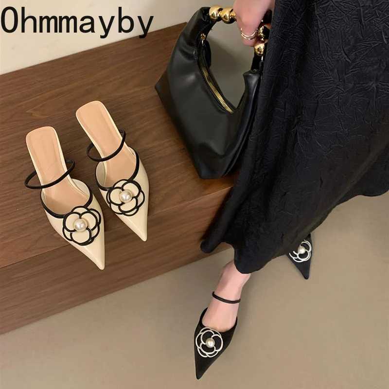 Luxury designer Slip Wen Mes Slippers shoes Fi Pointed Toe Flower Slides elegant street style high-heeled sandals Y250306