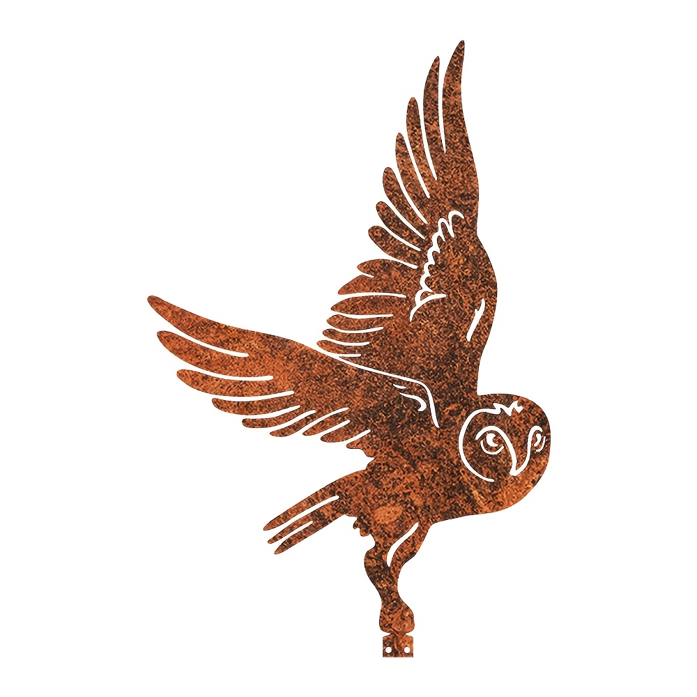 1 Piece Rustic Metal Owl Statue Garden Fence Decor Outdoor Garden & Patio Art Perfect Valentine's Day Easter Gift