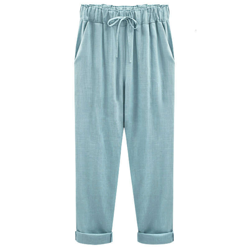 Spring summer size cotton en women's cropped pants, plus size, 200 pounds, fat mm, loose and n, 2025 new casual fashion trend clothing