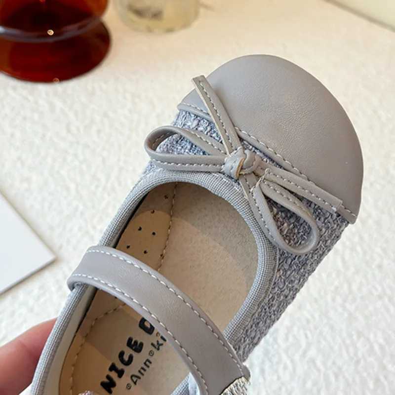Bow Solid Kids PU Leather Shoes Fashion Bling Non Slip Baby Girls Flats Shoes Princess Hook Loop Toddler Children Mary JanesT250306