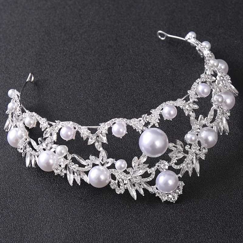 Pearl Crystal Bridal Tiaras And Crowns For Wen Bride Rhinestone Pr Diadem Wedding Bridal Hair Accessories Jewelry Crown Gift X250306