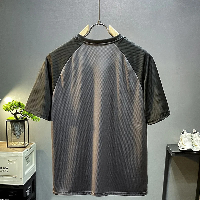Ice Silk breathable ultra-thin soft short sleeve T-shirt MENS summer sports casual round neck loose fashion versatile top 250303