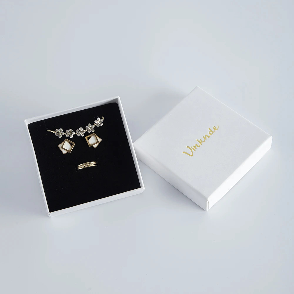 24Pcs Personalized Custom Print Paper Jewelry Box Wedding Gift Packaging for Ring Earring Necklace Pendant Bracelet Storage 250227