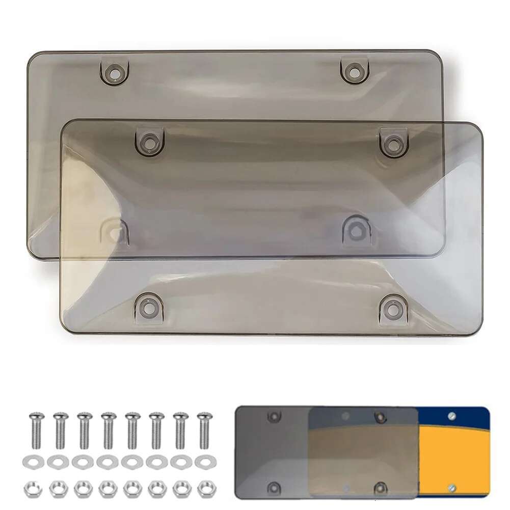 2 Pack Tinted Tag Shield Cover Plastic Clear Protector Car License Plate Frame Exterior Accessories